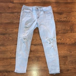 American Eagle light blue/white jeggings. Size 12.
